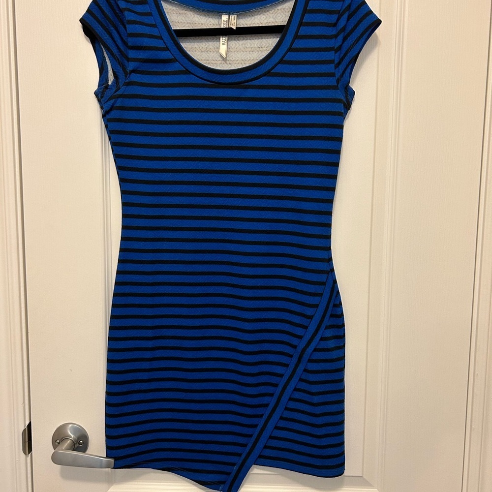 Blue and Black Striped Dress